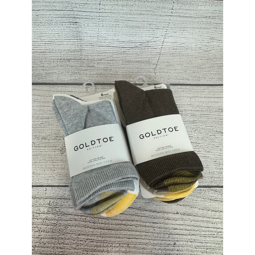 Gold Toe Women's 6 Pack Modern Mid-Crew Set Of 2 Cotton Socks Size 6-9